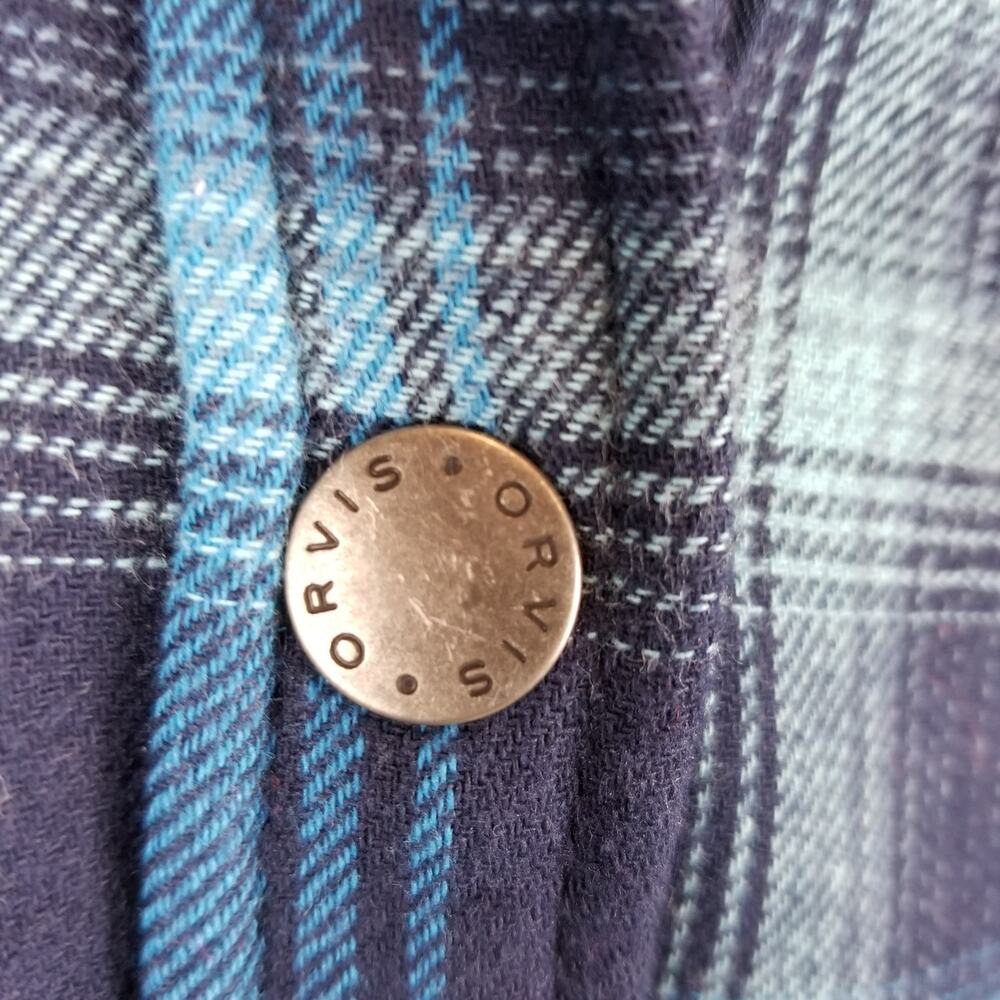 Orvis Blue Fleece Lined Plaid Shirt Jacket Shacket Size Large - Picture 6 of 8